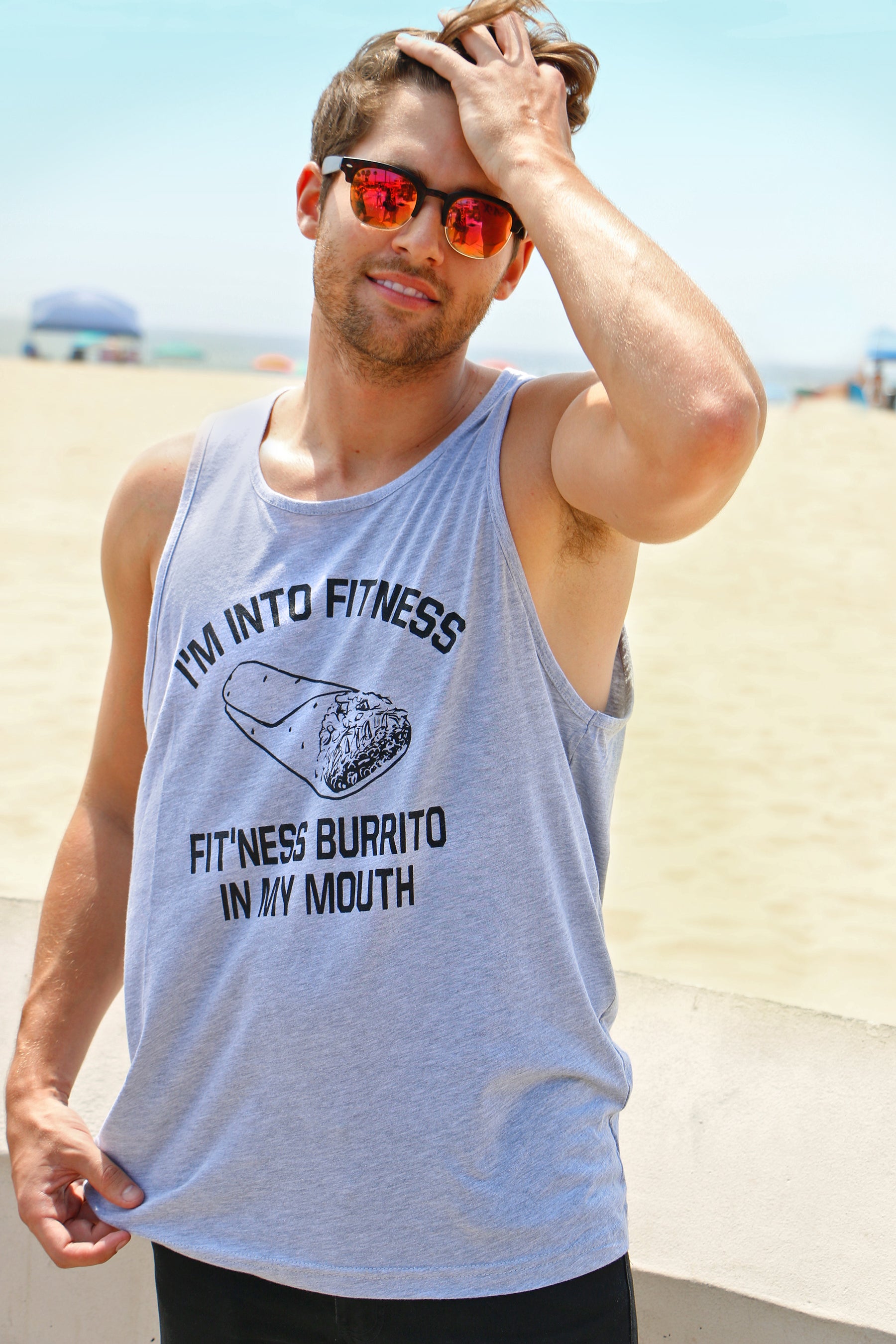 Alternative view of Buxtox Fitness Burrito In My Mouth Men's Tank Top