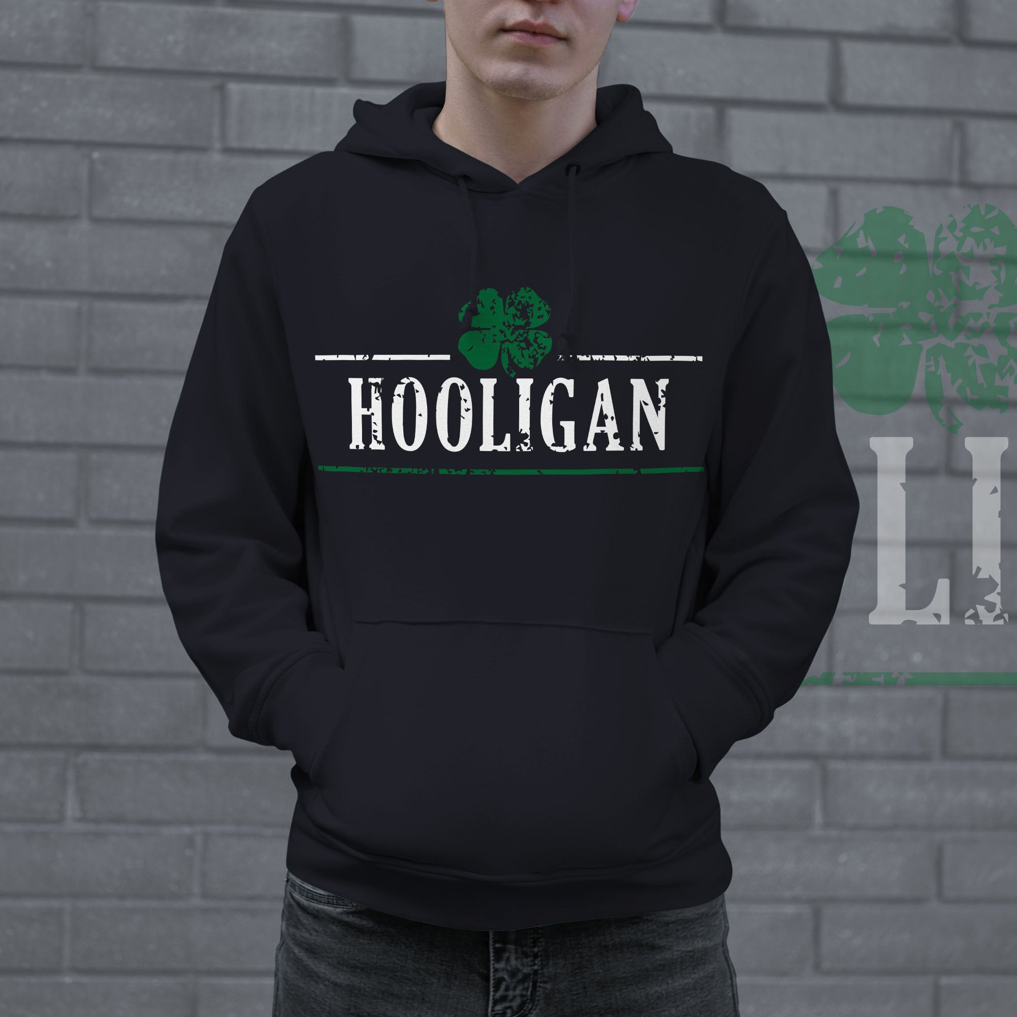 Alternative view of Buxtox Hooligan Shamrock Hoodie